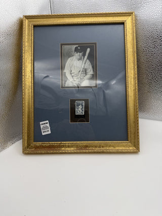 New York Yankees Babe Ruth photo and postage stamp framed 10 X 12 #47 VV MTS