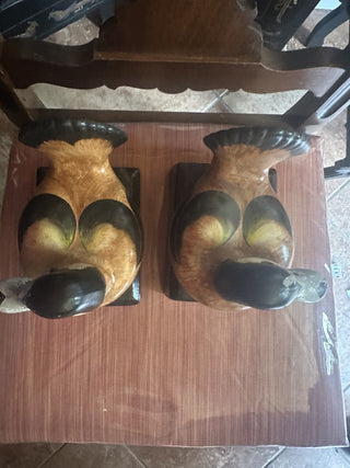 Vintage Italian Mottahedeh 6 1/4 Ceramic Duck Decoy bookends hand painted #47 VV MTS