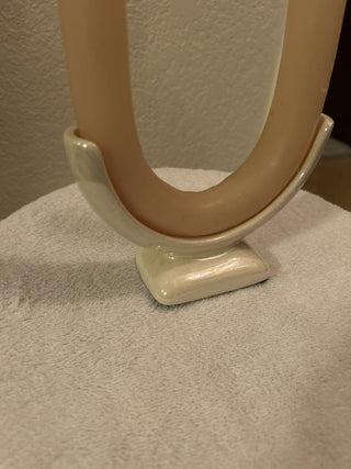 VTG Mid Mod U Shaped Iridescent Ceramic Holder & Candle|53585
