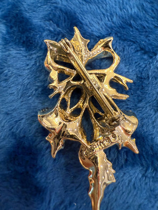 Vintage Gerry's Christmas Bells and Holly Brooch Gold Tone Pin|140285