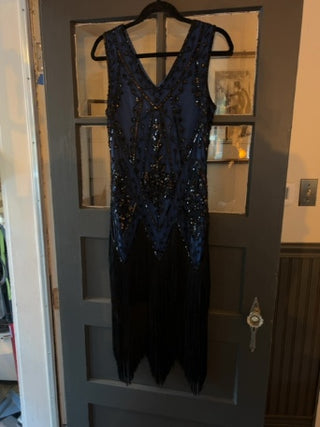 Women’s Blue 20’s Flapper Gatsby Dress Size L