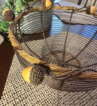 Wire Fruit Basket w/Acorns RSV|127478