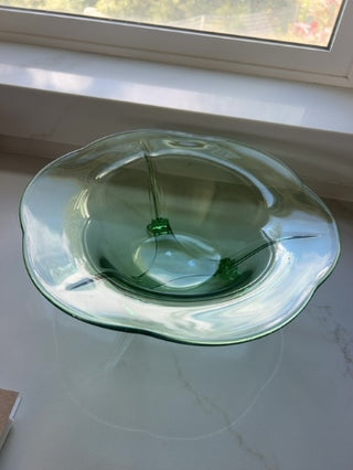 Fostoria Green Footed bowl Depression Glass 11.5" dia. 3 Toed #2394 1930's
