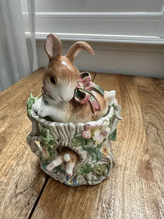 Fitz and Floyd Woodland Spring Bunny Canister MTS