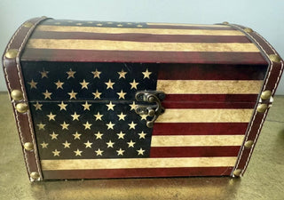 American Flag Design Trunk Nested Dome Wooden chest 8 X 4.5 #62 VV MTS