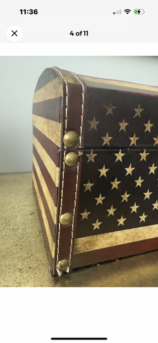 American Flag Design Trunk Nested Dome Wooden chest 8 X 4.5 #62 VV MTS