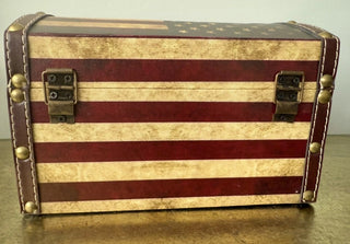 American Flag Design Trunk Nested Dome Wooden chest 8 X 4.5 #62 VV MTS