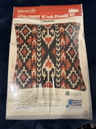 #91 NEW vintage WonderArt Needlepoint 12-inch Pillow Kit featuring a "Comanche" design