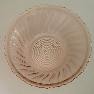 vintage pink prismatic swirl 3 footed bowl rsv