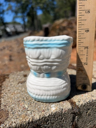 Rubens Original Vintage Ceramic blue baby bootie 3D Flowers  Planter