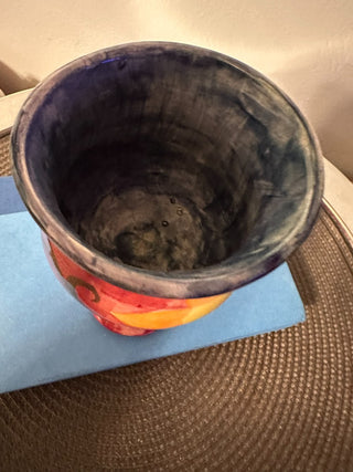 Pottery Chalice Red Flower 6.5" MTS|128356