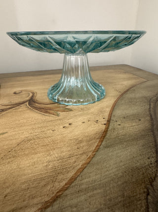 AJ - Teal Blue Glass Pedestal Plate MTS|81154