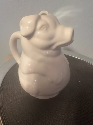 Pitcher White Pig Ceramic USA Pottery MTS