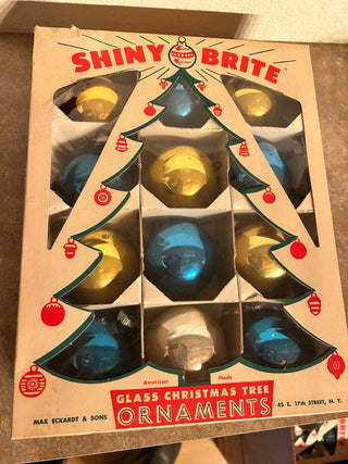 Vintage Box Shiny Brite Solid Ornaments Riffraff Works RSV|132621