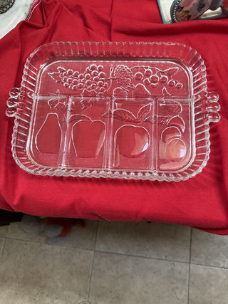 Vintage Indiana Glass Embossed 5 part Serving Platter-KL RCD