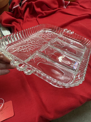 Vintage Indiana Glass Embossed 5 part Serving Platter-KL RCD