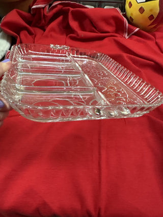 Vintage Indiana Glass Embossed 5 part Serving Platter-KL RCD