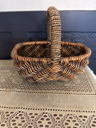 Vintage Small Woven Basket Brown and Tan - RCD