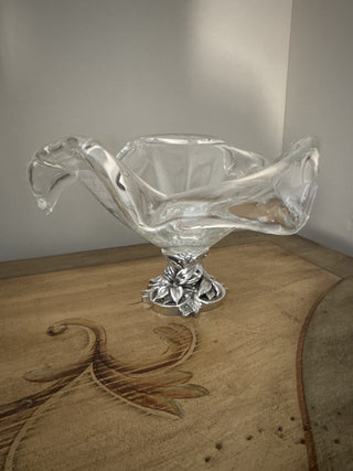 AJ - Free Form Glass Bowl on Silver Base MTS