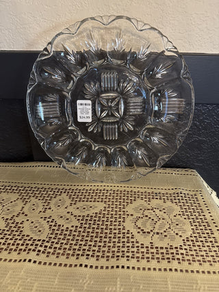 Vintage Federal Clear Glass Deviled Egg Dish - RCD