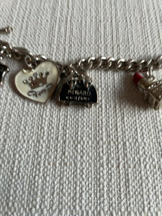 Vintage toggle clasp  charm bracelet five charms