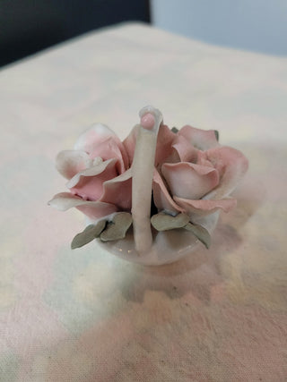Small Porcelain White & Pink Rose Bouquet RCD|60880