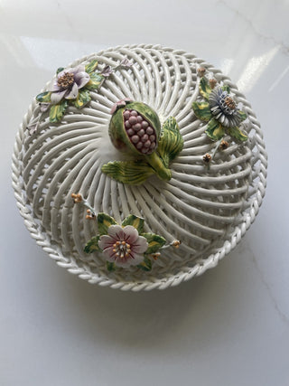 Vintage Acer Gubbio Italy Floral Trinket-RSV|92539