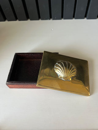Vintage brass shell trinket box RSV|101236