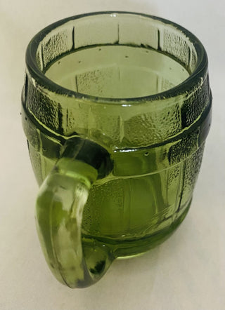 Vintage green barrel shot glass 2.5” RCD|56002