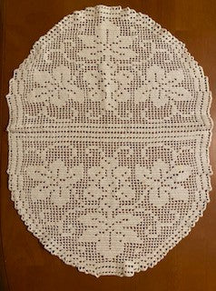 1940s Handmade Crochet Oval Doilie