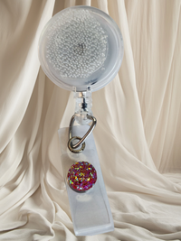 Alligator Swivel Clip Interchangeable Badge Reel with Retractable Reel. Badge Button: Cherry Diamond. Our Interchangeable Badge Reels are made to be used with our Interchangeable Badge Reel Charms.|63746