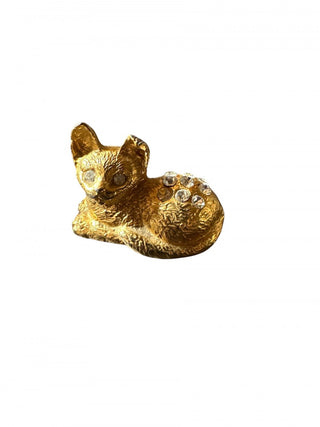 Cat laying down sitting  24K Gold Plated Figurine Adorned using Swarovski Crystal elements small