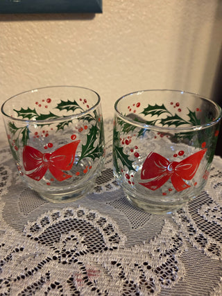 Indiana Glass Holly & Berries Cocktail Glasses, Set of 2, RCD|123551