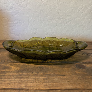 Vtg Indiana Glass Avocado Green Candy Dish MTS|125388