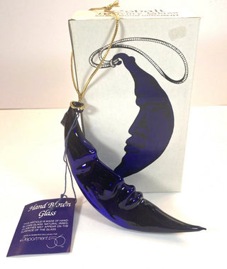 Dept 56 Mercury Glass Large Man Moon Ornament decor Cobalt Blue #62 VV MTS|99222