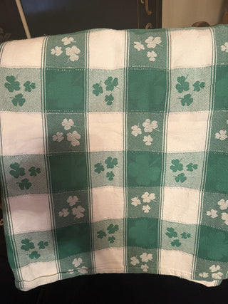 St. Patricks Day Checkered Gingham Tablecloth 71" X 54" VV MTS
