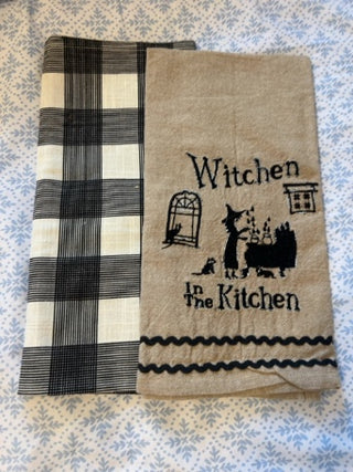 JP NEW SET OF 2 Cynthia Rowley Halloween Dish Kitchen Towels Witchen In The Kitchen RSV
