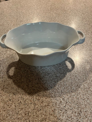 White porcelain deep oval baker