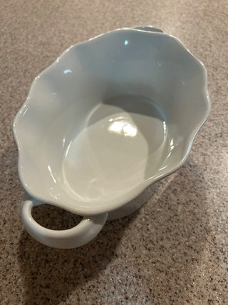 White porcelain deep oval baker