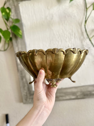 Brass Footed Scalloped Oval Bowl MTS|113473