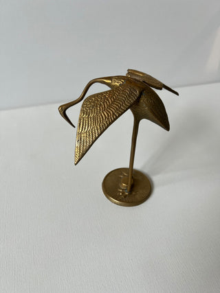 Vintage brass crane figurine|52023