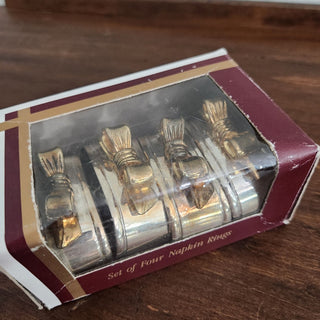 (4) Vtg Silver & Brass Bow Napkin Holders - MTS|99997