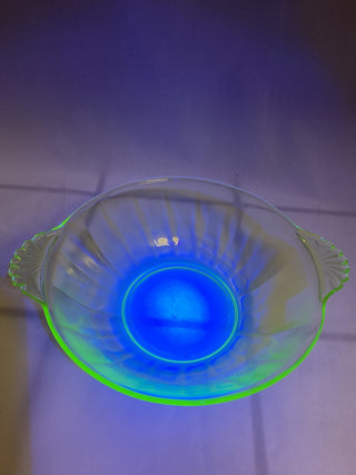 8” Uranium depression glass bowl rcd|75261