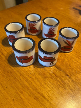 Red Hat Society Ceramic Napkin Rings (set of 6) RSV (One is Chipped)|101640