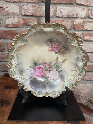 R.S. Prussia Sculpted Gilded Rose Design Bowl RCD|68424