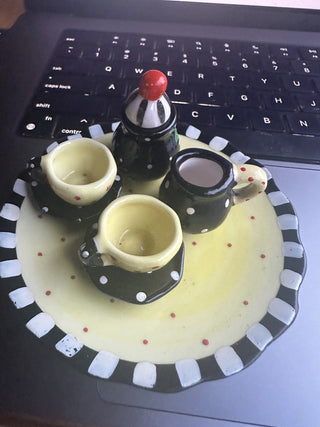 Mary Englebreit Small tea set Yellow, Black and red #62 VV MTS|72956