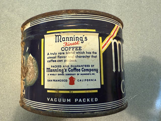 1950's  Mannings Finest coffee tin never opened with attached key|73219