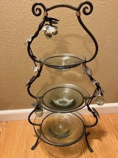 #1094 Three Tier Glass Fruit Basket  NIS