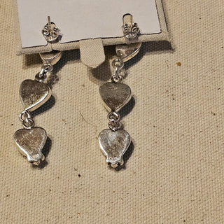 .925 3 heart golden hills/palamino  turquoise dangle post earrings