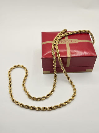 Monet goldtone rope chain necklace, vintage, RSV|110958